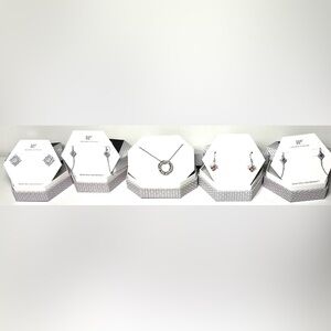 Bomb Party  Sterling Silver lot 4 Pairs Of Earrings 1 Necklace, variety of stone